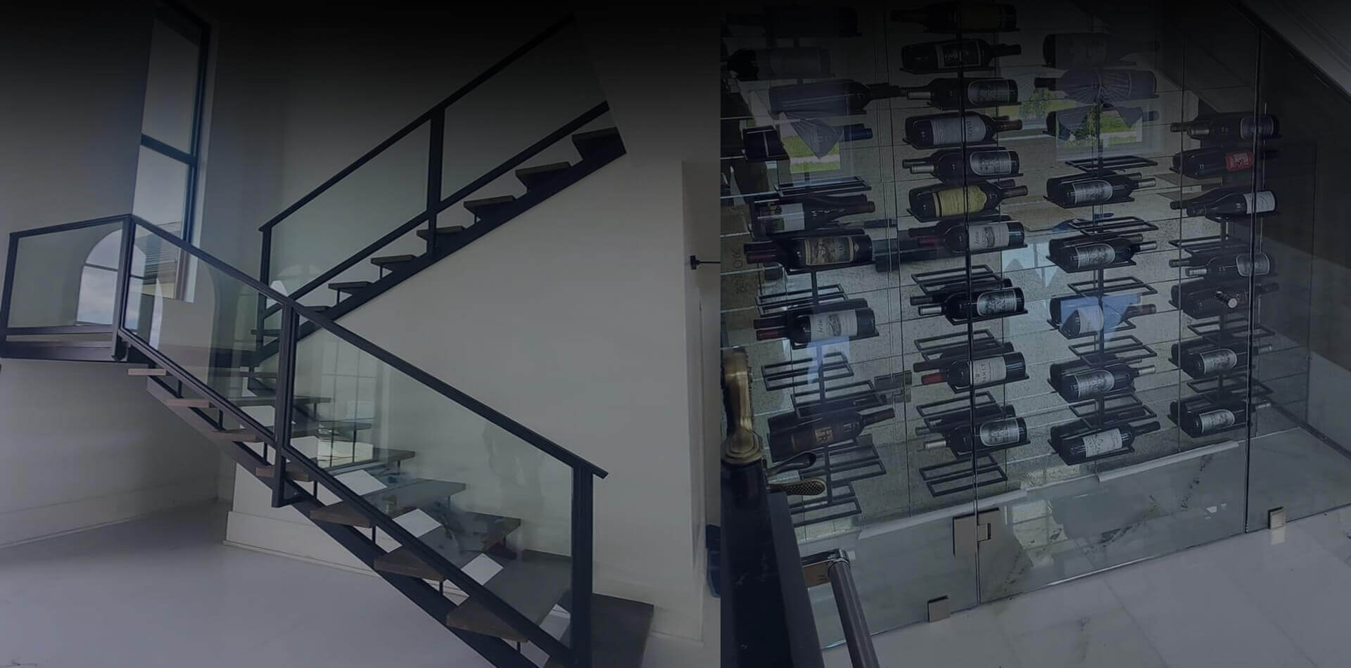 Botlle Rack Besides Stairs - AllGlass